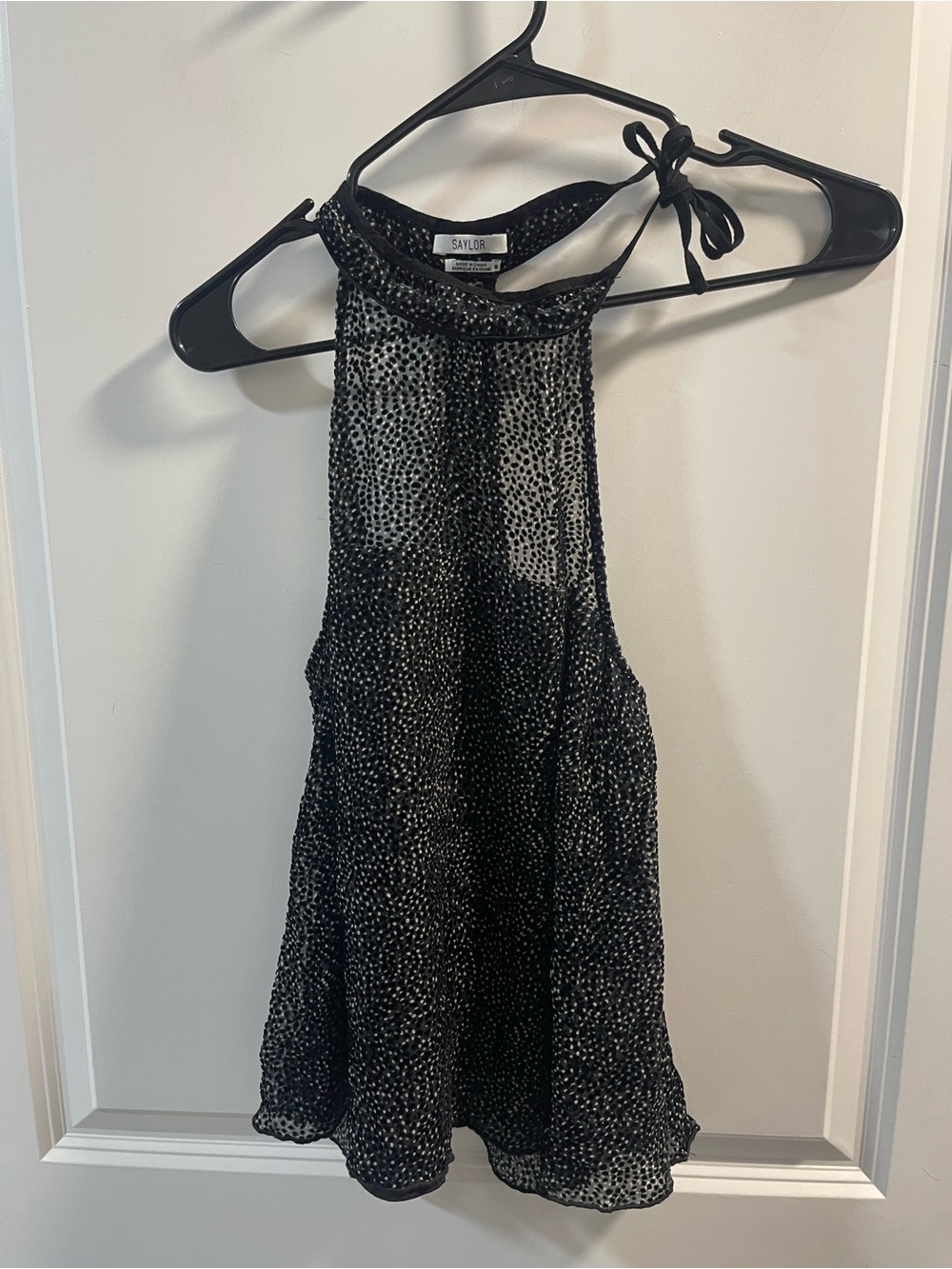 SAYLOR Black High-Neck Glitter Dot Camisole